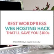 best wordpress web hosting hack text overlay atop laptop on desk.