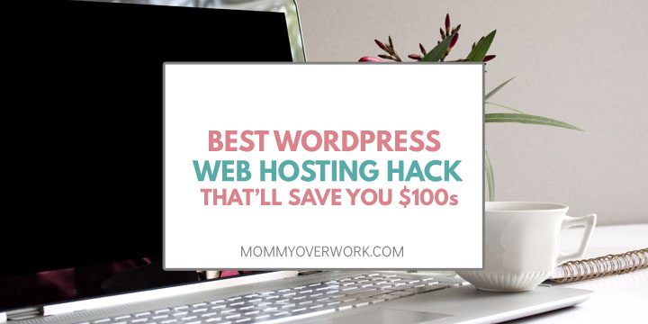 best wordpress web hosting hack text overlay atop laptop on desk.