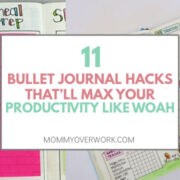 collage of best bullet journal tips and hacks including post its and dutch door.
