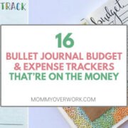 collage of bullet journal budget and expense tracker spreads including utility bills and budget overview.
