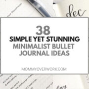 collage of simple, stunning minimalist bullet journal ideas including lists and weekly spread.