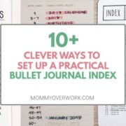 collage of clever bullet journal index ideas including collections and minimalist spreads.