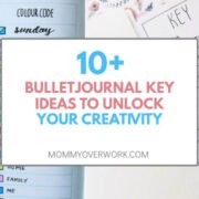 collage of bullet journal key ideas including fold out and color coding.
