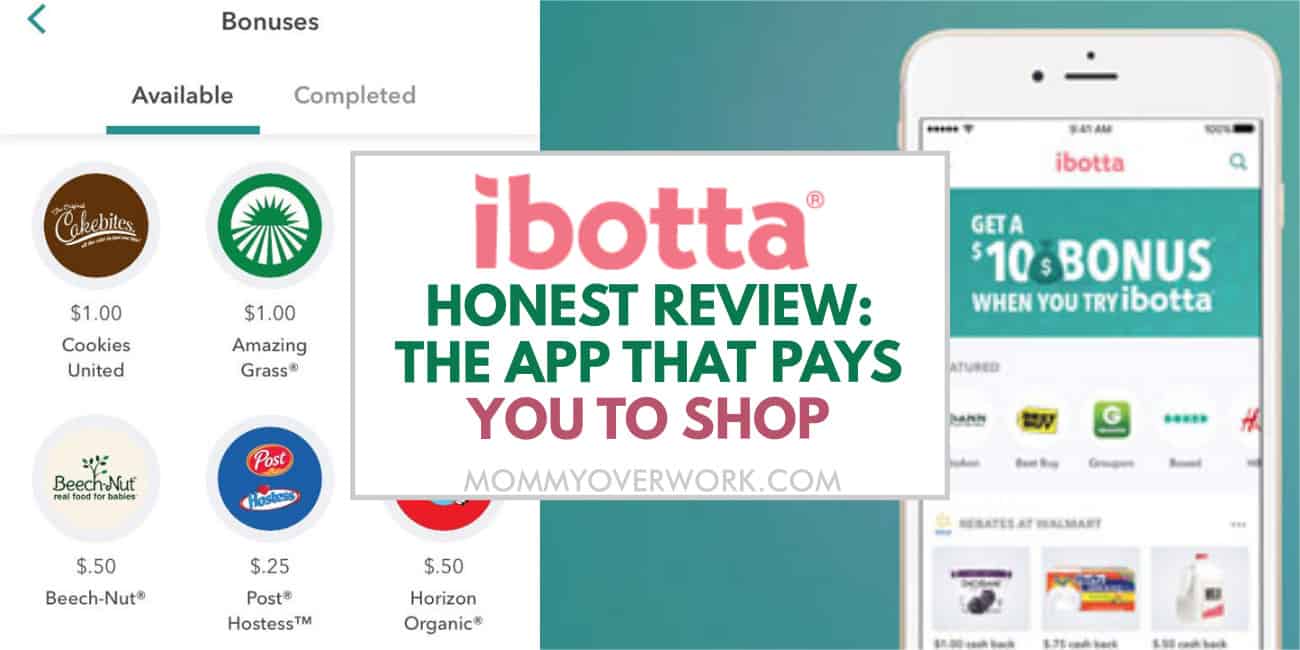 ibotta review - the app that pays you to shop and for groceries text atop banner ad.
